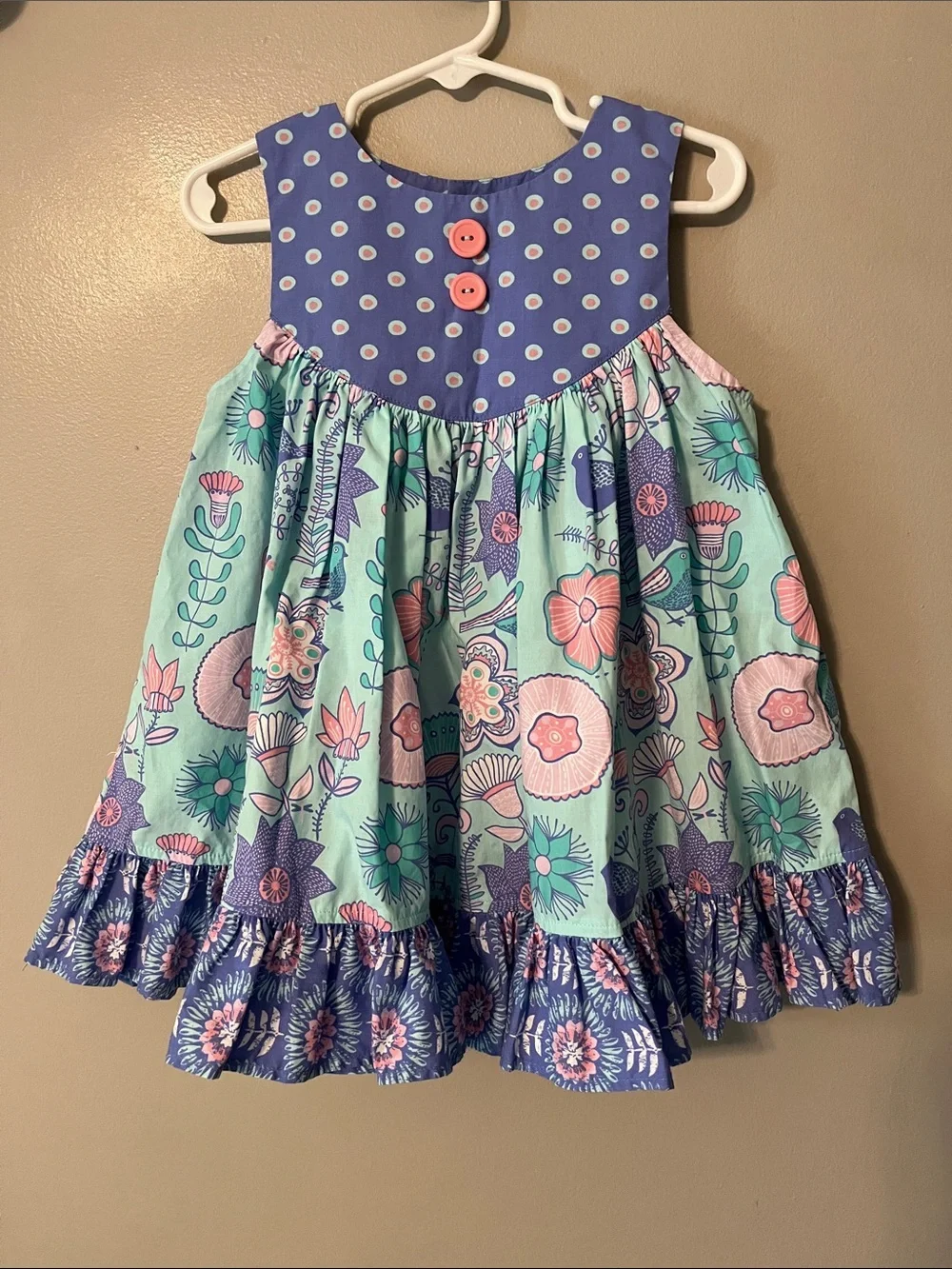 Eleanor‎ Rose Whimsical Garden Dress Floral Birds Size 2
